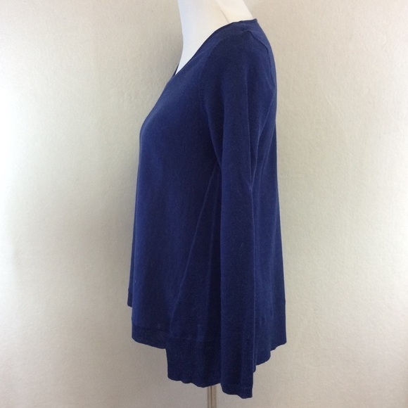 Eileen Fisher Blue Scoop Neck Marino Wool Alpaca Blend Top - Picture 4 of 7